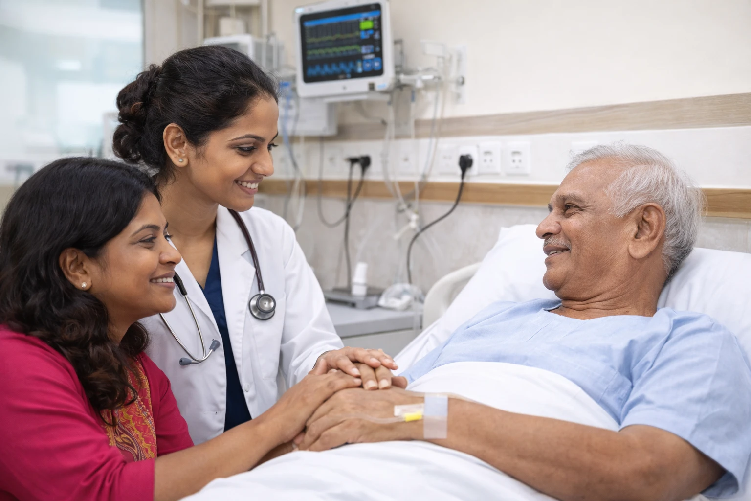 Radiologic technician assisting patient with advanced imaging equipment